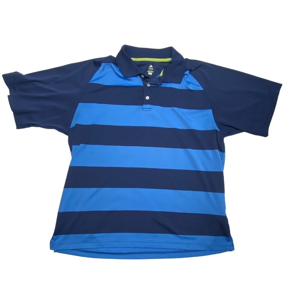 Bolle Golf Polo Shirt Mens Size L Blue Striped Short Sleeve Blue
